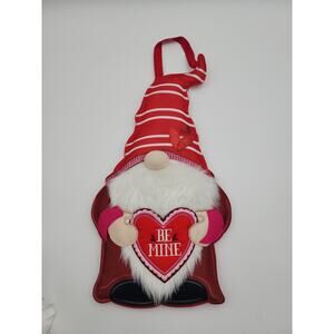Valentine’s Day Plush Gnome Door Hanger~ Be Mine Heart~ 20” Red Striped Hat